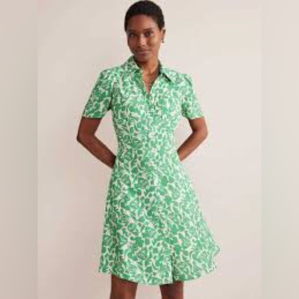 Boden Green Floral Collar Dress Size 20-22R